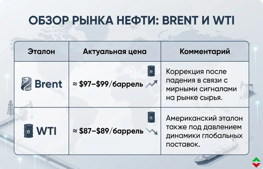 Дайджест сырьевого рынка за 25.03.2026: нефть, санкции и глобальные поставки 1 Brent и wti торгуются в следующем диапазоне
