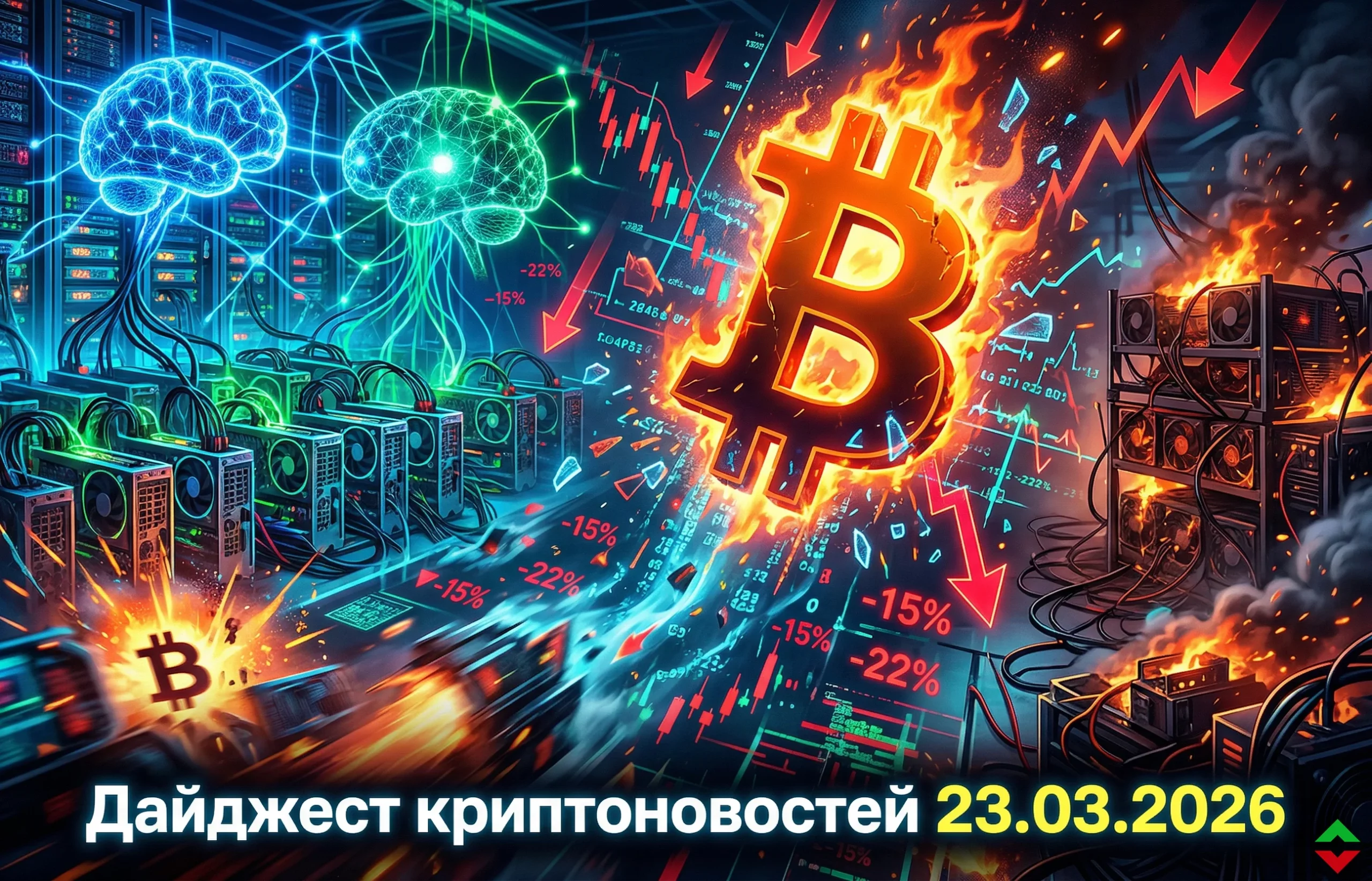Дайджест криптоновостей за 23.03.2026: хешрейт падает, рынок меняется