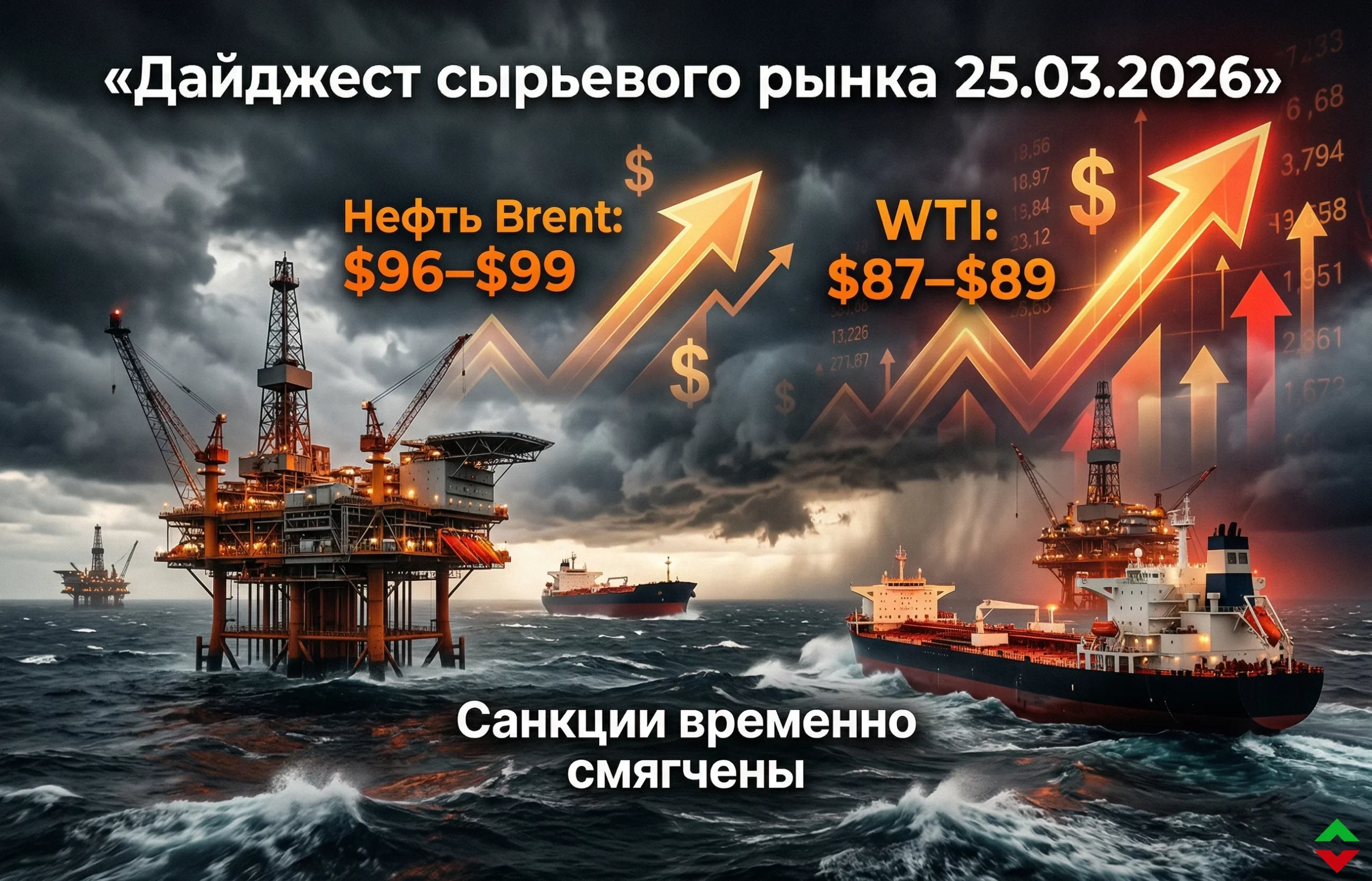 Дайджест сырьевого рынка за 25.03.2026: нефть, санкции и глобальные поставки