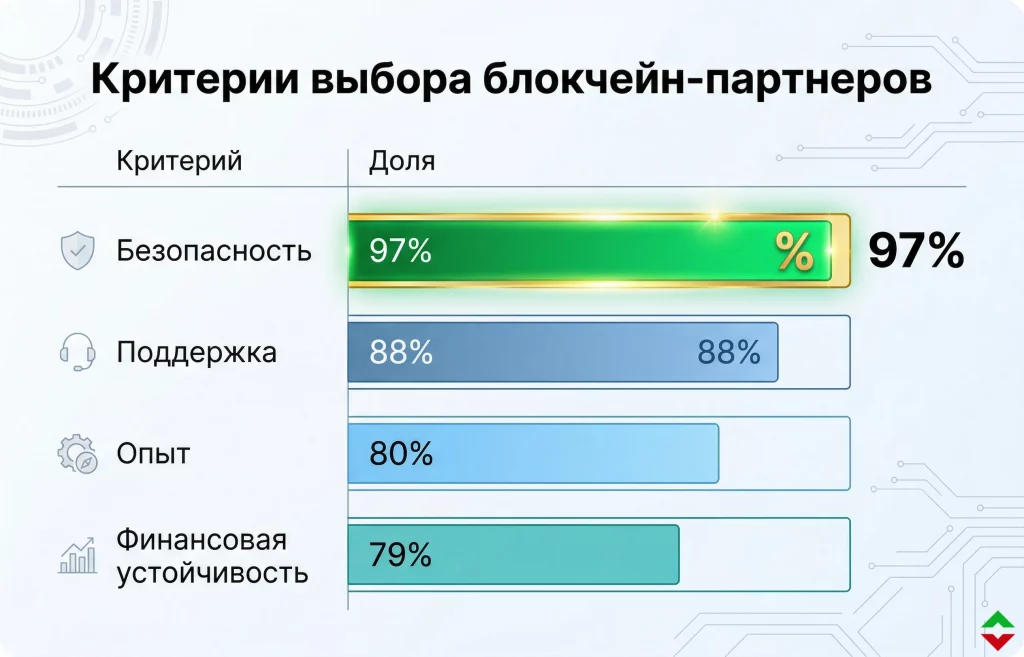 Блокчейн становится условием выживания бизнеса 3 Критерии выбора блокчейн партнеров