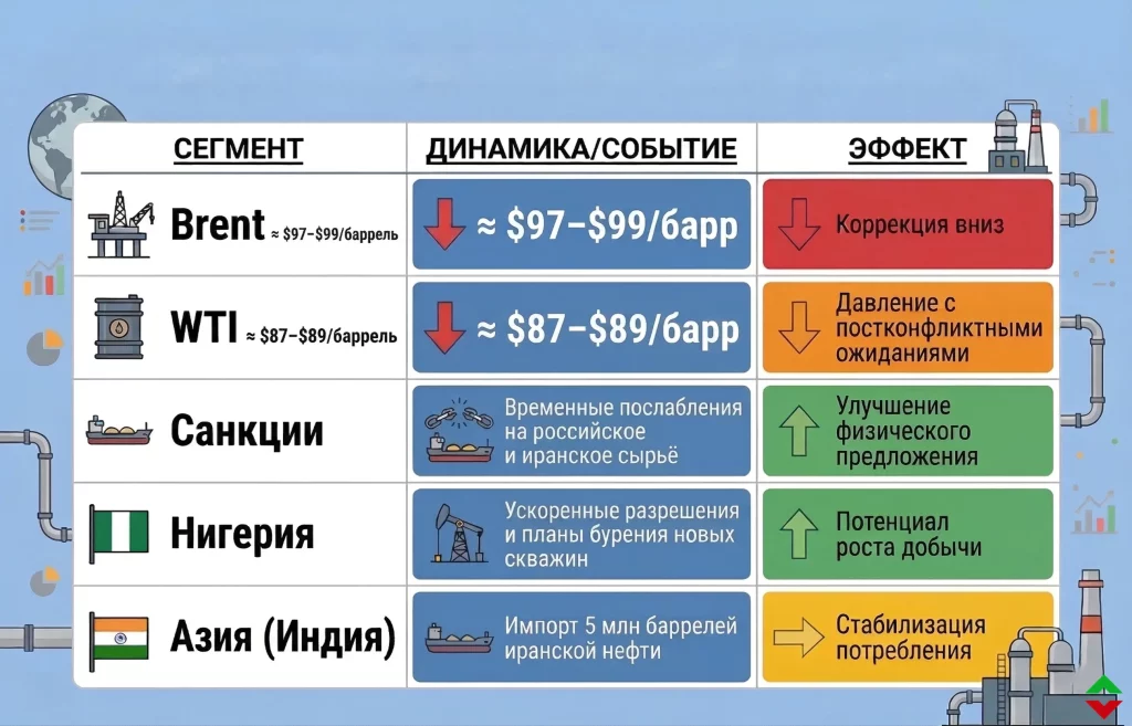 Дайджест сырьевого рынка за 25.03.2026: нефть, санкции и глобальные поставки 2 Основные факторы сырьевого рынка 25.03.2026