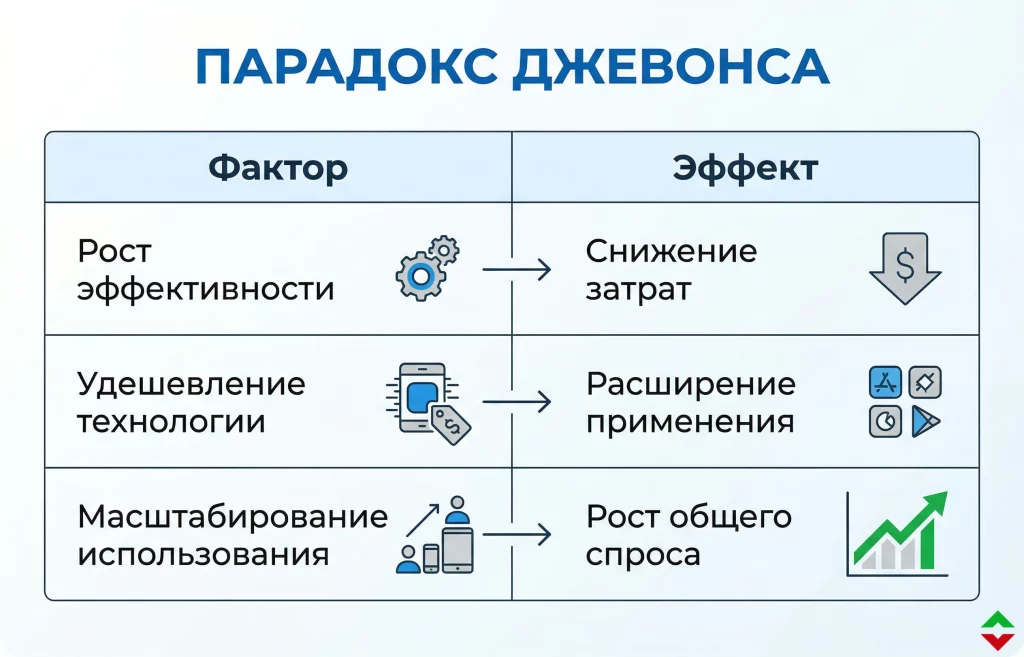 Google обрушил акции чипов: как TurboQuant влияет рынок 2 Парадок джевонса на рынке чипов памяти