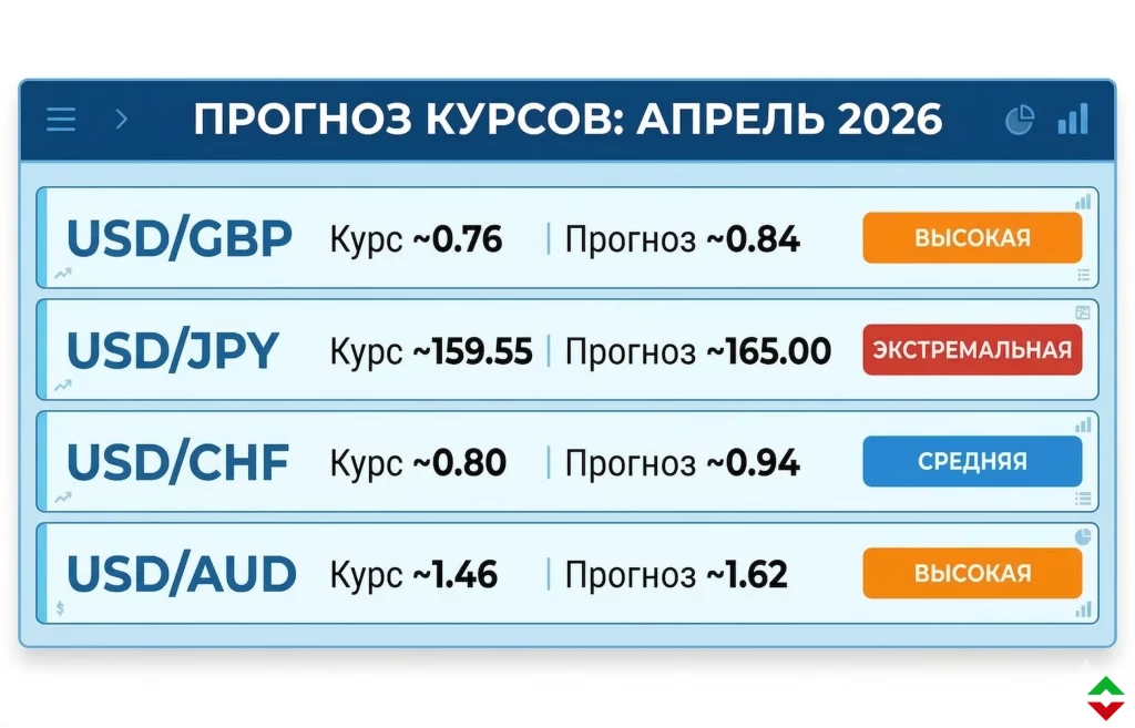 Триумф гринбека: доллар бьет рекорды на фоне войны за нефть 2 Прогноз динамики основных валютных пар на апрель 2026 года