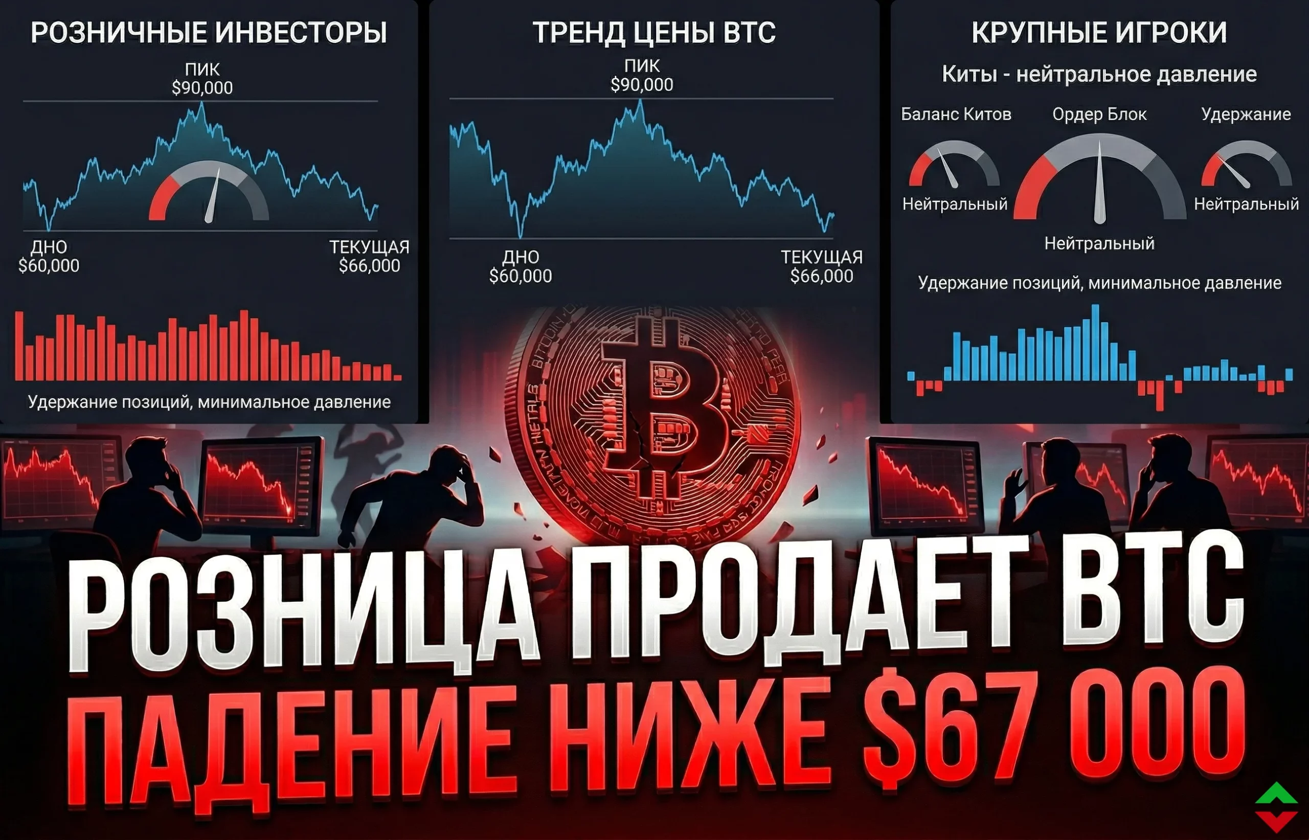 Розничные инвесторы распродают BTC на падении цены