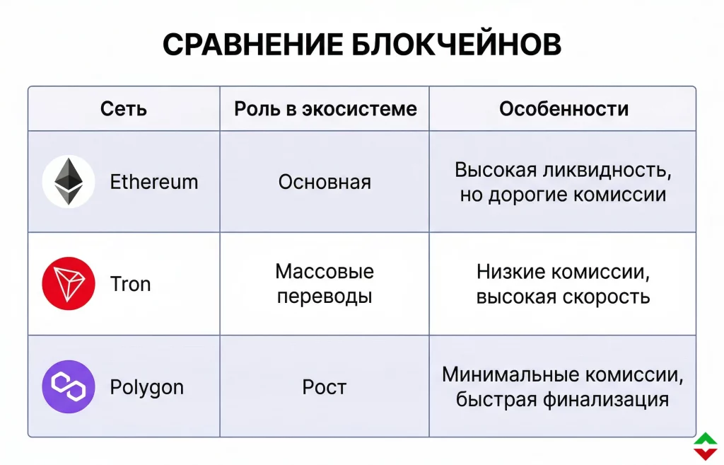 Revolut усиливает позиции: $1.2 млрд через Polygon 1 Сравнение блокчейнов по структуре объемов