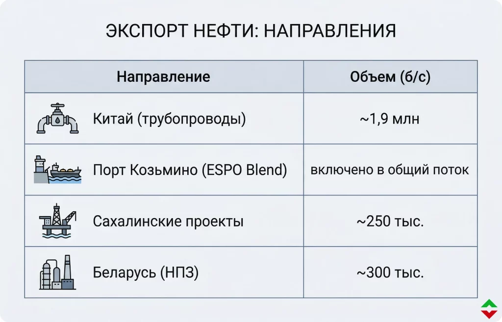 Экспорт нефти из России упал на 40% — рынок на грани 2 Текущие маршруты поставок нефти из россии