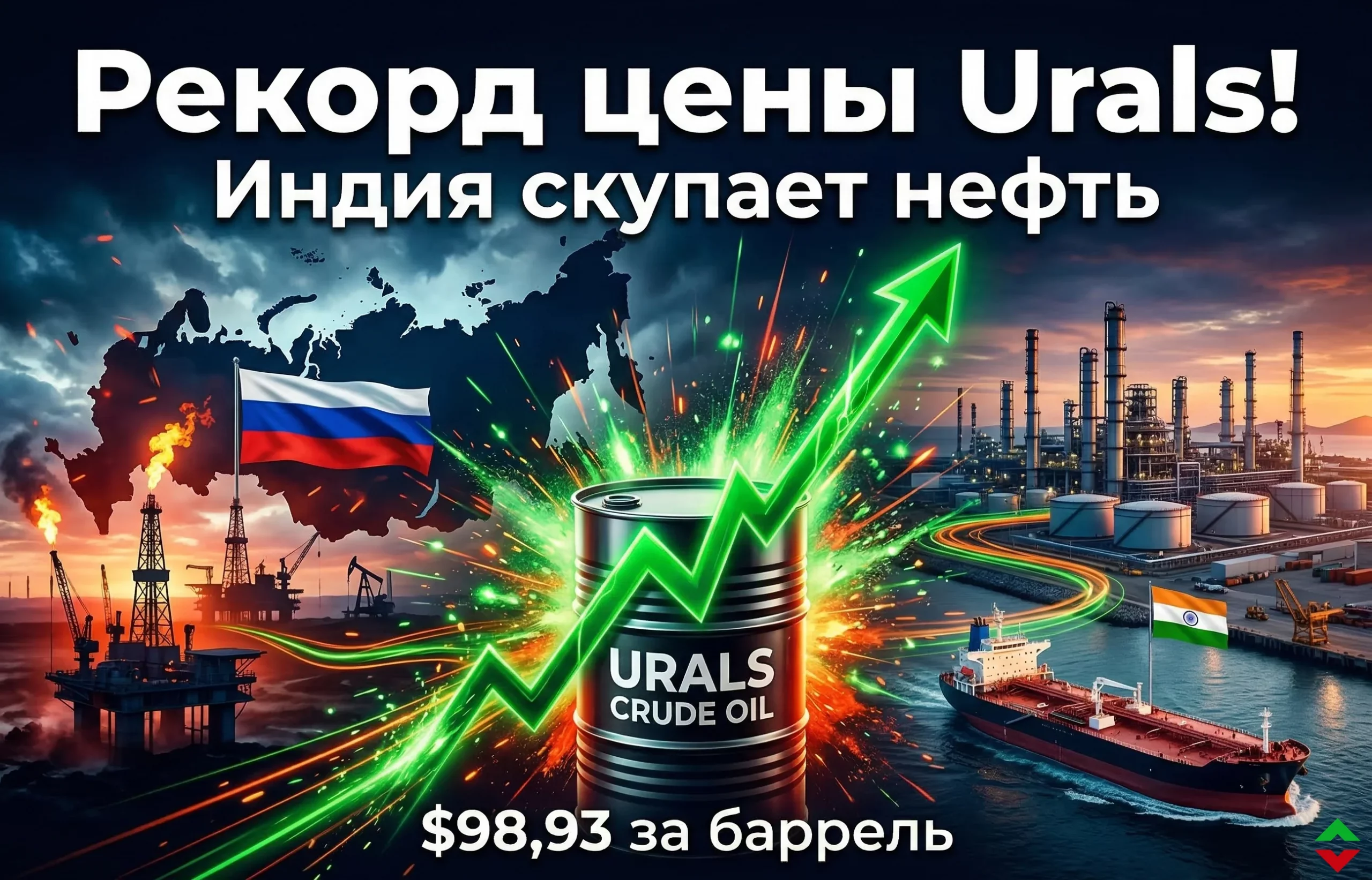 Цена Urals в Индии достигла рекорда на фоне роста спроса