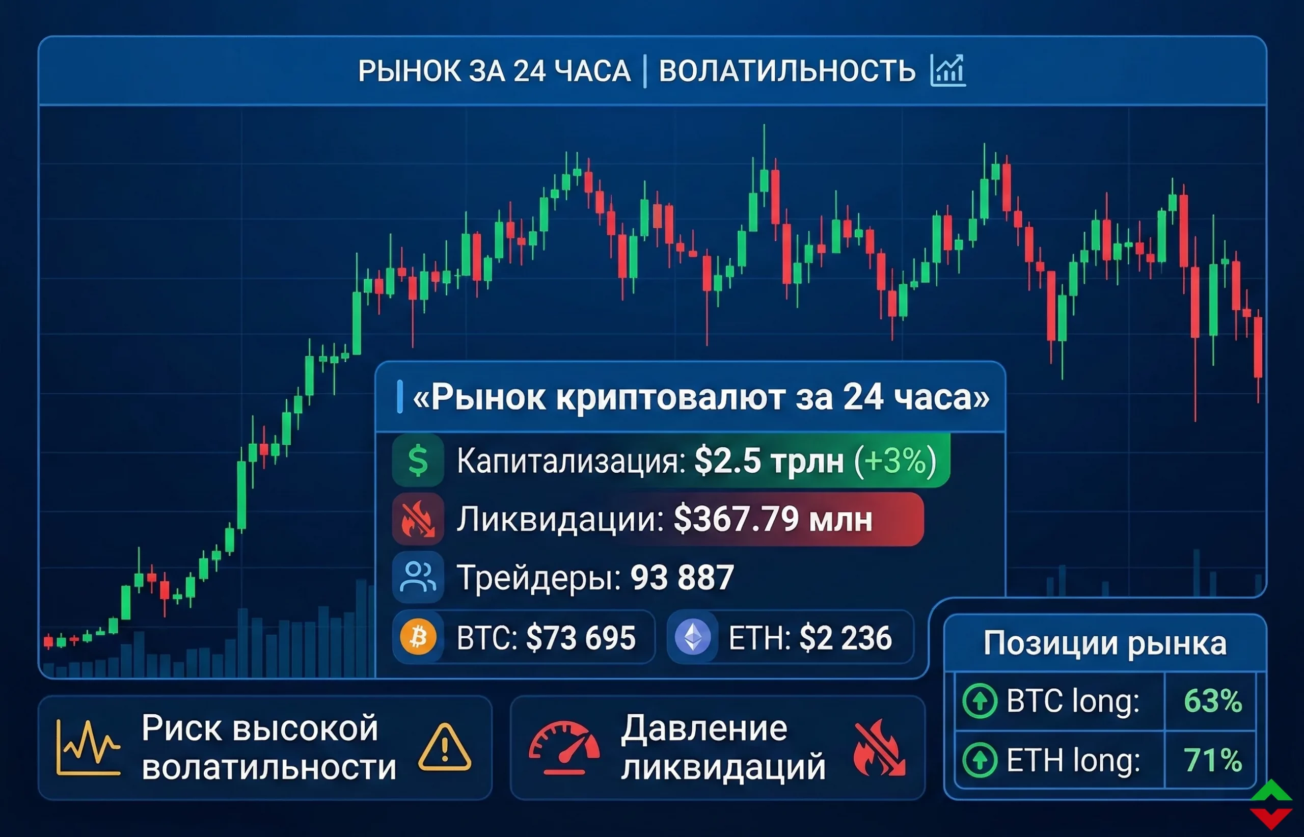 Волатильность крипторынка усиливается из-за ликвидаций