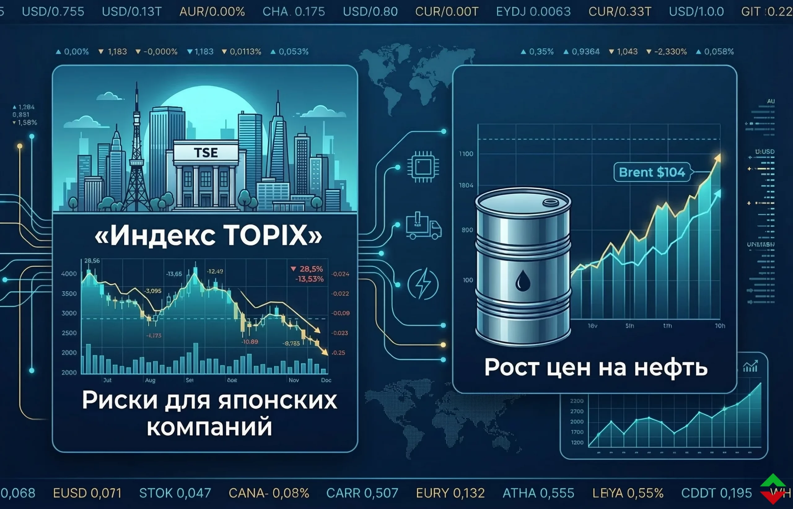 Японский фондовый рынок: рост цен на нефть угрожает прибыли местных компаний