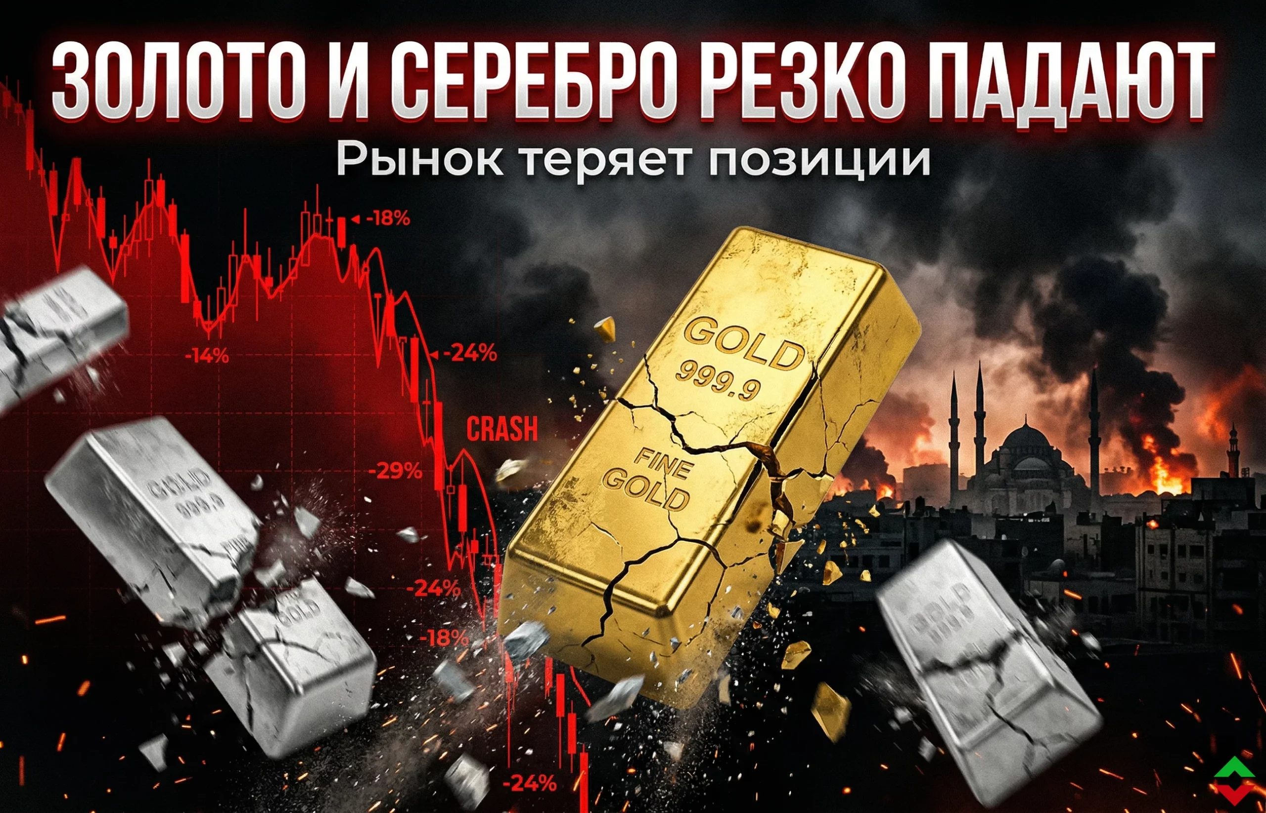 Золото и серебро резко падают на фоне войны и инфляции