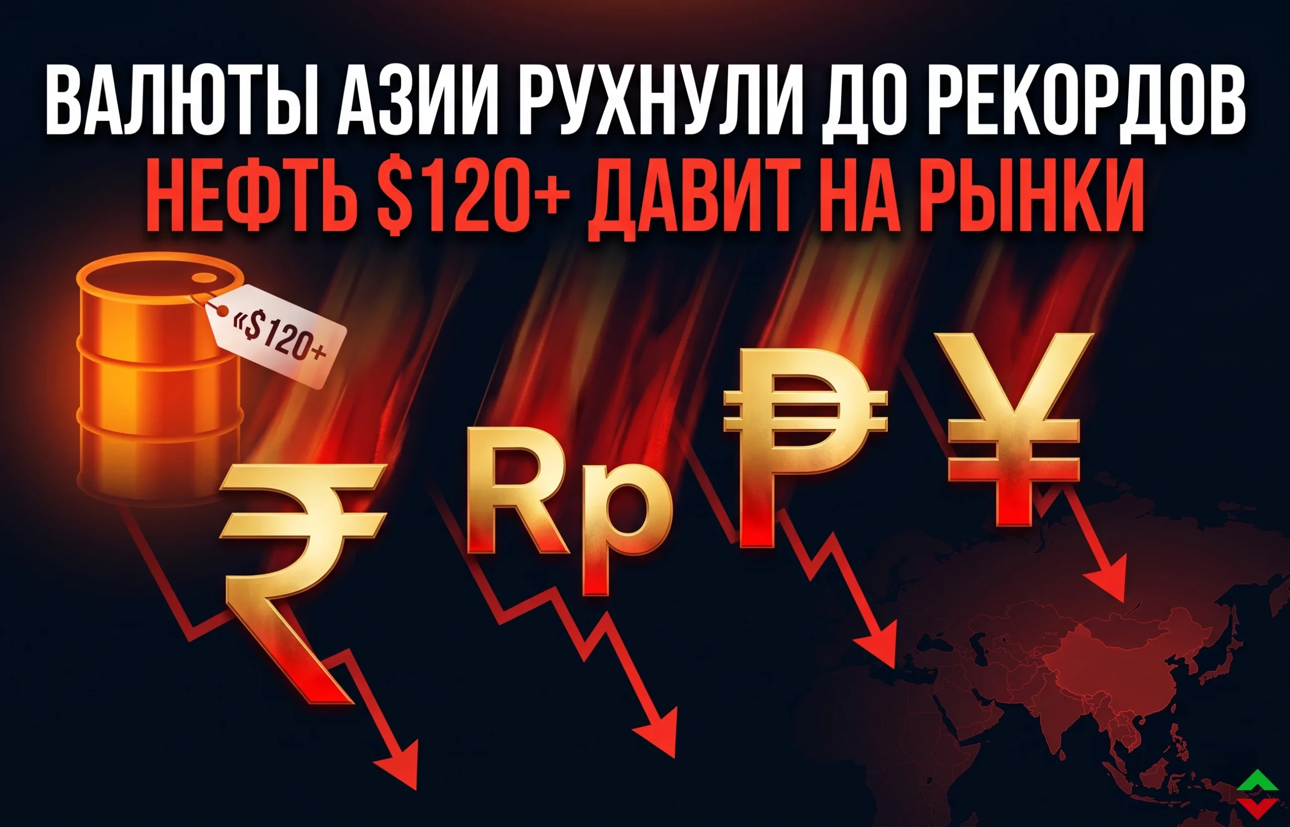 Азиатские валюты рекордно рухнули из-за нефти $120+