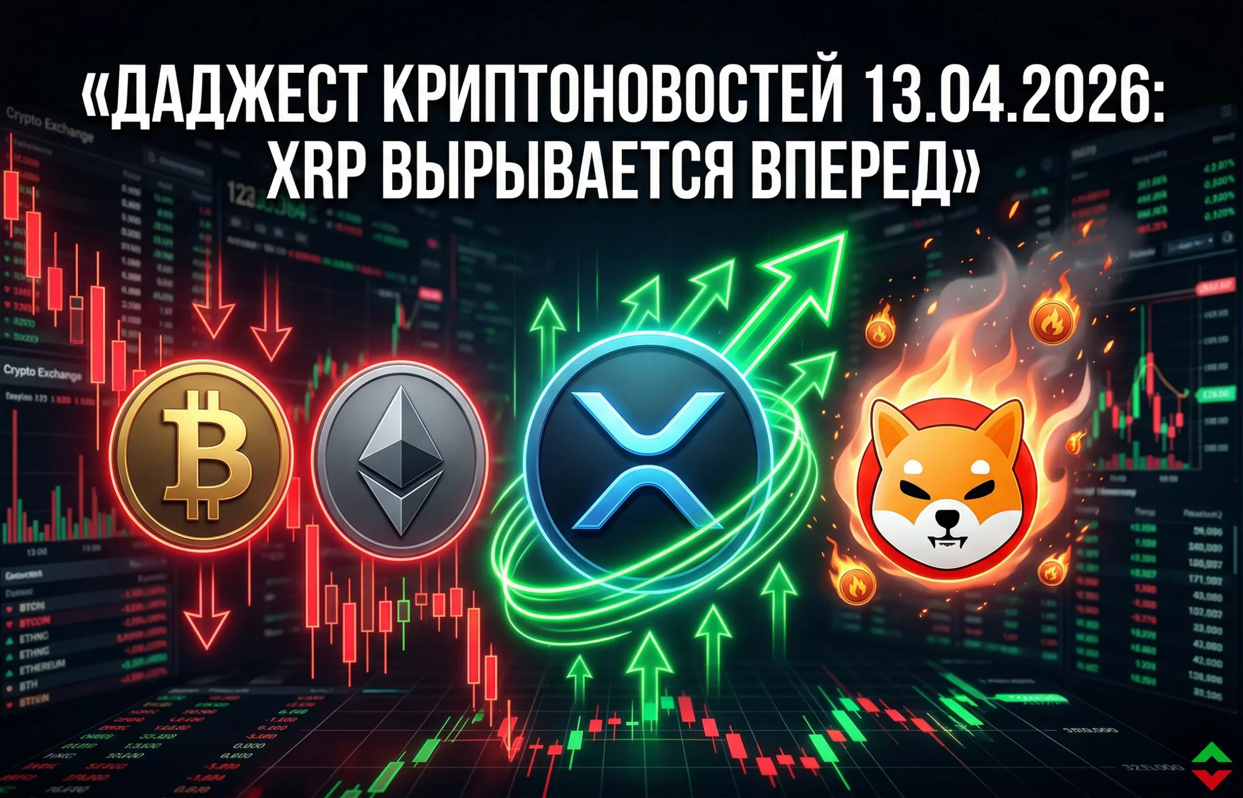 Дайджест криптовалютного рынка за 13.04.2026: XRP обгоняет BTC и ETH