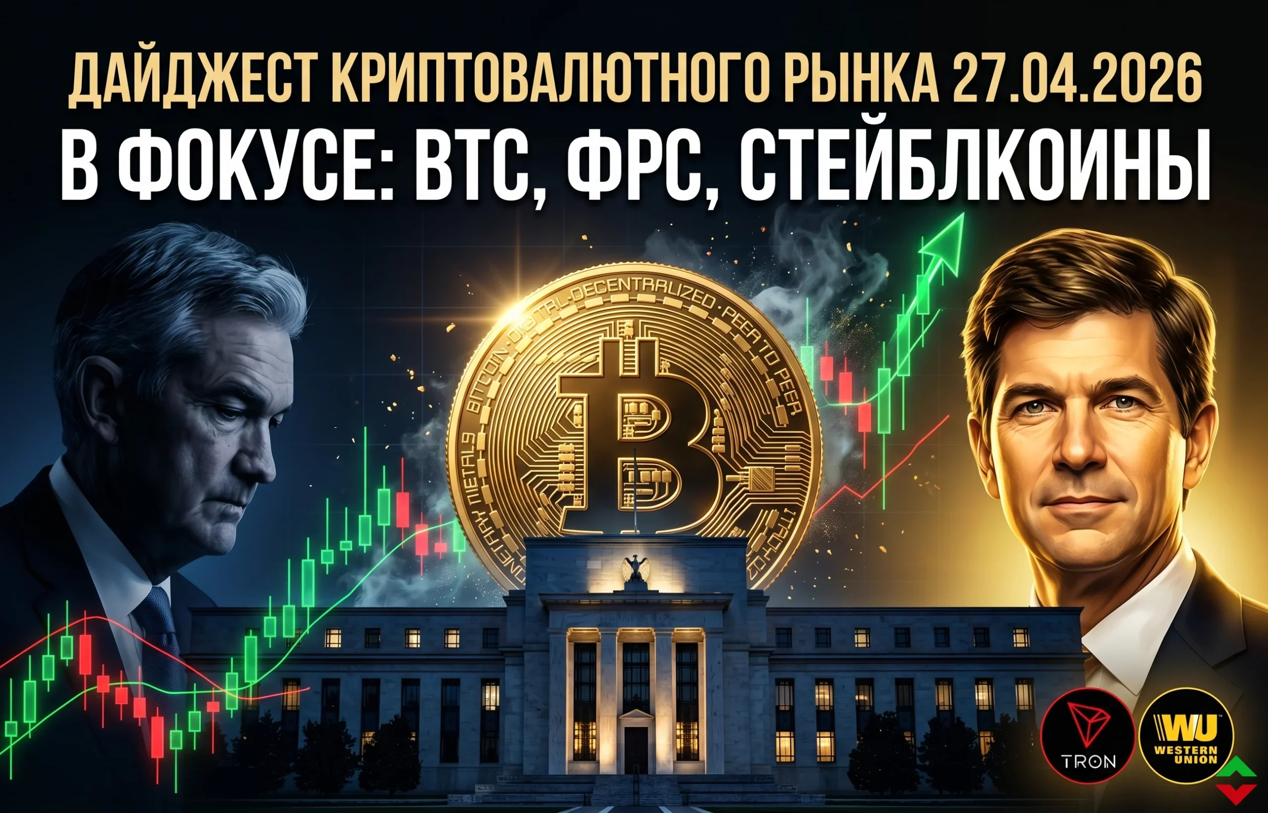Дайджест криптовалютного рынка за 27.04.2026: BTC и ФРС