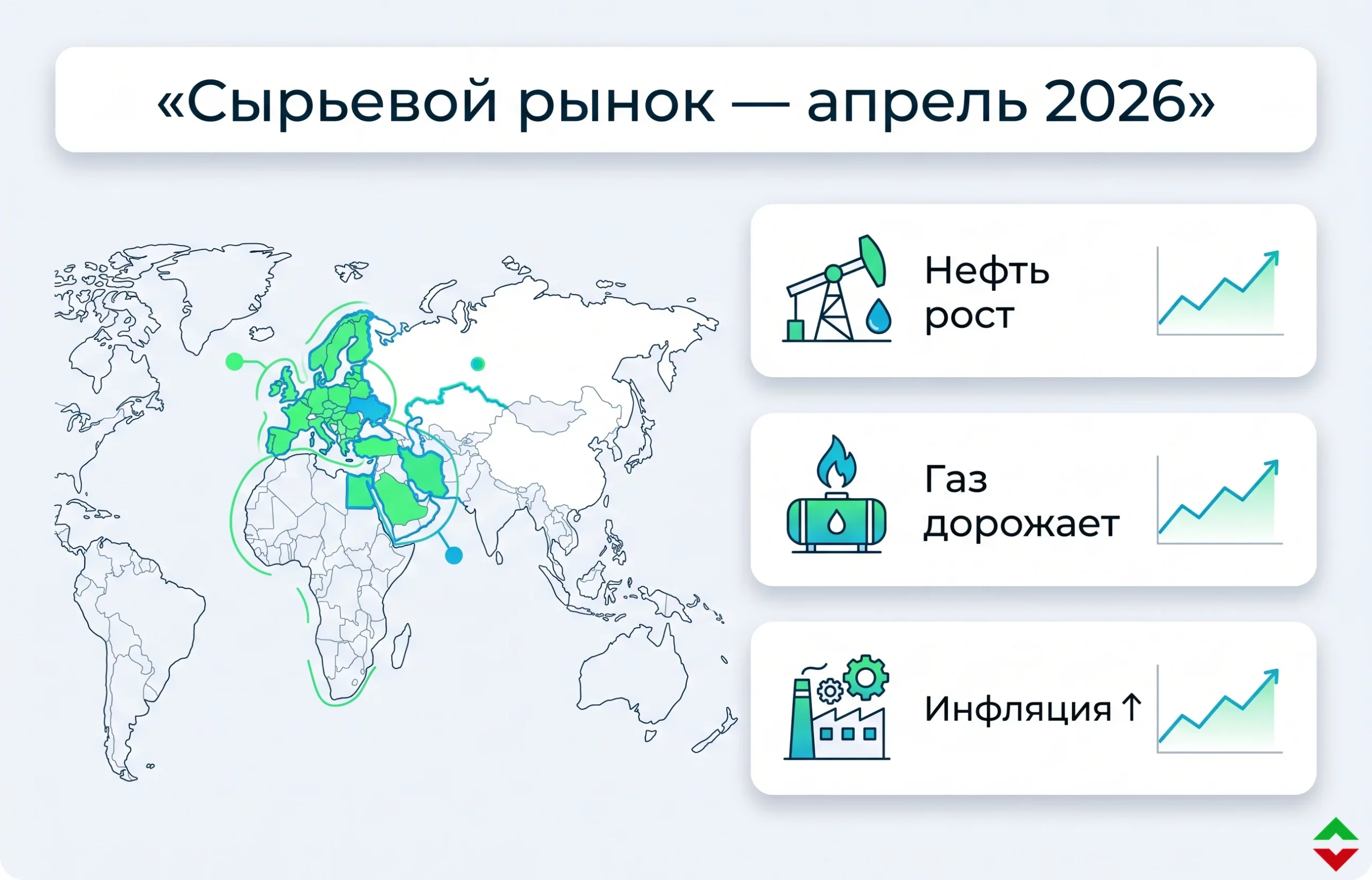 Дайджест сырьевого рынка за 15.04.2026: нефть, газ и пластик дорожают