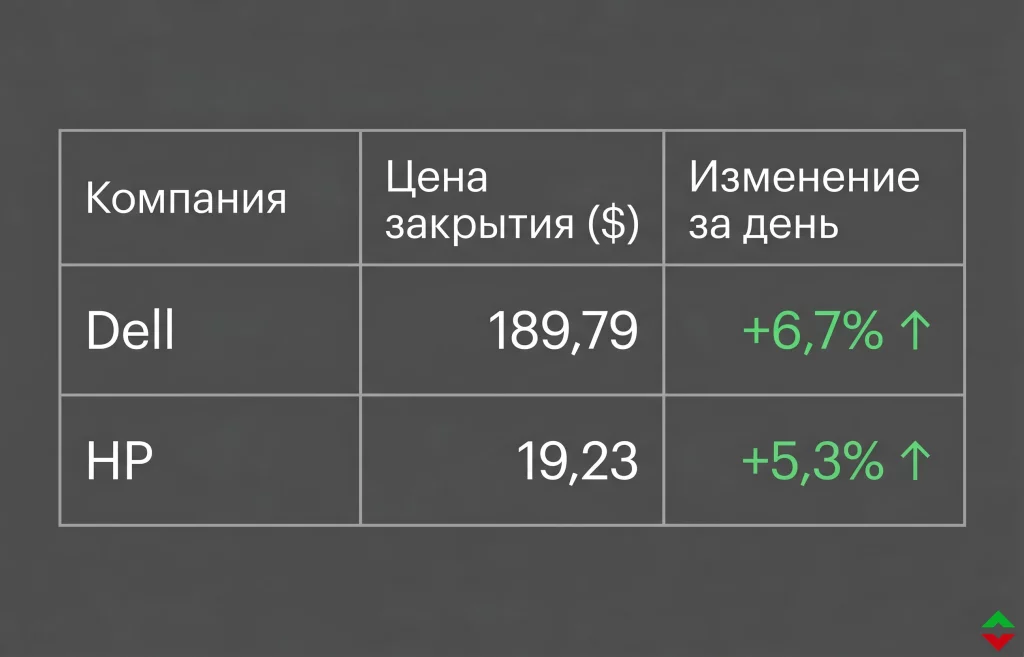 Nvidia опровергла сделку — акции Dell и HP рухнули 1 Динамика акций (nasdaq, по итогам торгов 13 апреля)