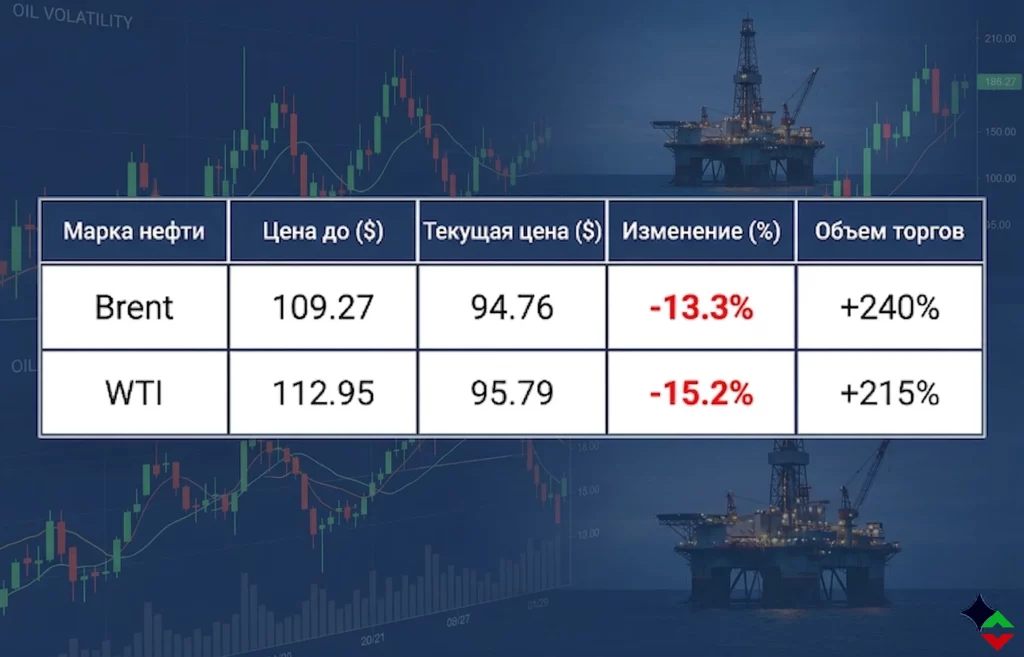 Обвал цен на нефть: Трамп объявил о перемирии с Ираном 1 Динамика котировок на фоне политической разрядки