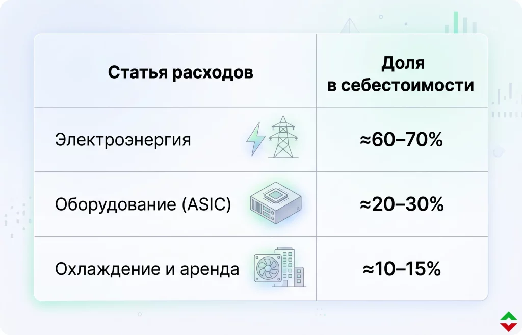 Майнинг в России уходит в регионы: всплеск в Костроме 3 Для понимания структуры затрат майнинга