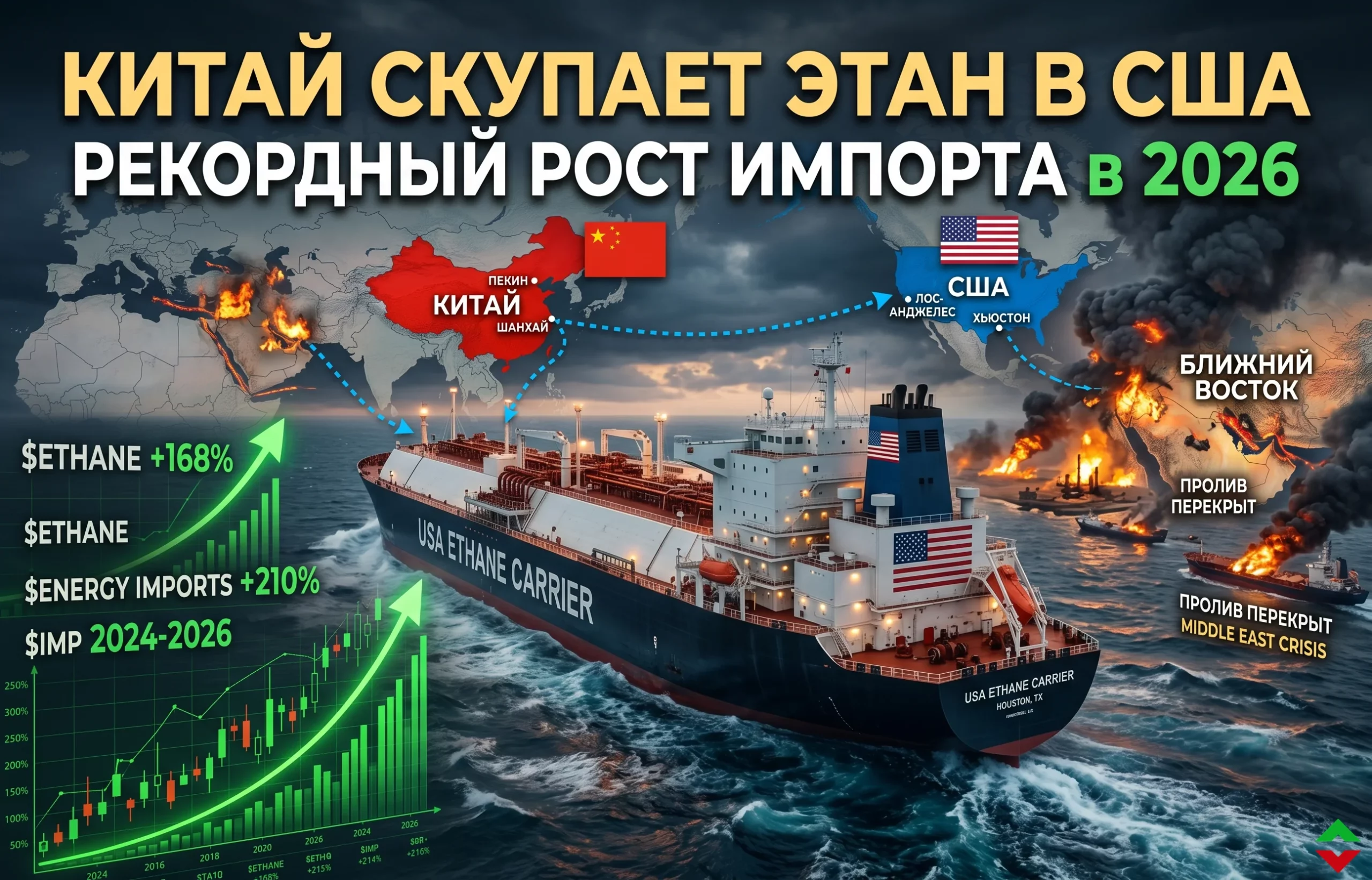 Импорт американского этана в Китай: рекордный рост поставок в 2026 году