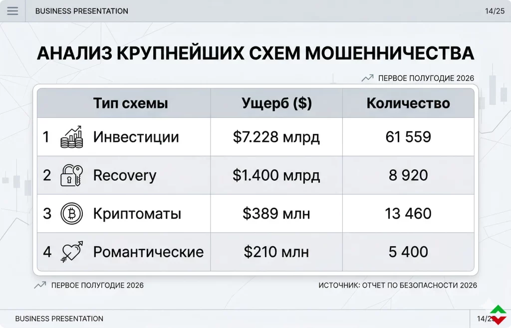 Рекордные убытки от криптовалютного мошенничества: $11.4 млрд за год 2 Классификация основных типов правонарушений и объемы ущерба