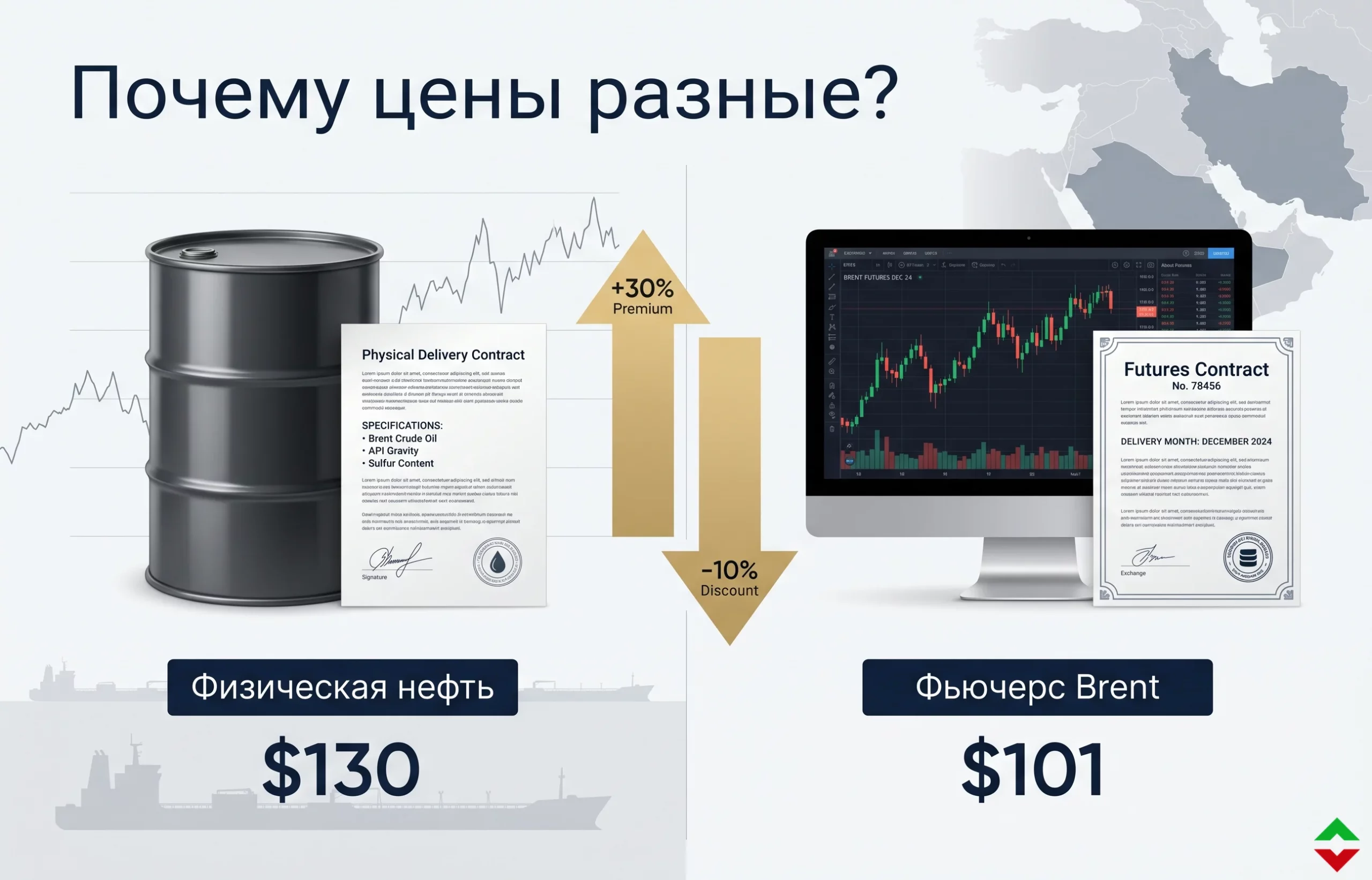 Почему фьючерсы на нефть дешевле реальных цен сейчас?