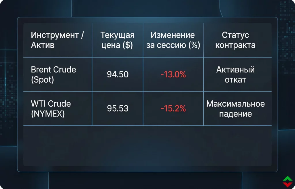 Ралли на мировых рынках: нефть рухнула, акции и облигации взлетели 1 Показатели котировок на рынке энергоносителей и металлов на утро 8 апреля 2026 года