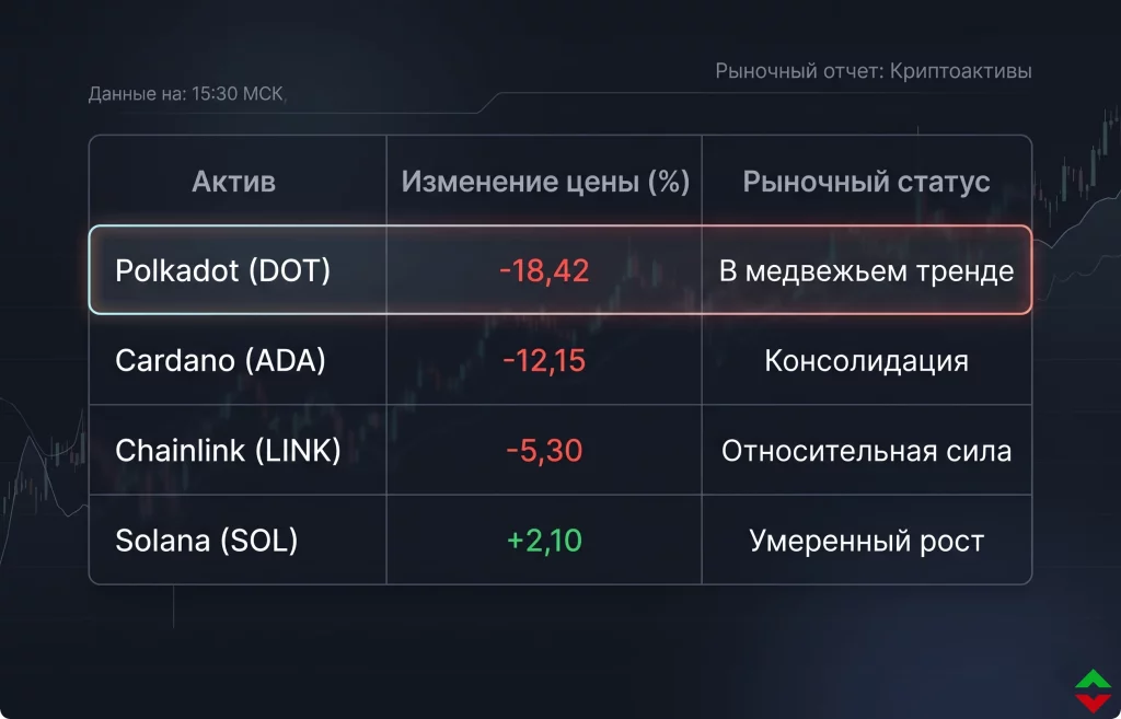 Прогноз цены Polkadot: удержит ли DOT уровень в $1,25? 4 Сравнение доходности dot с конкурентами (за последние 30 дней)