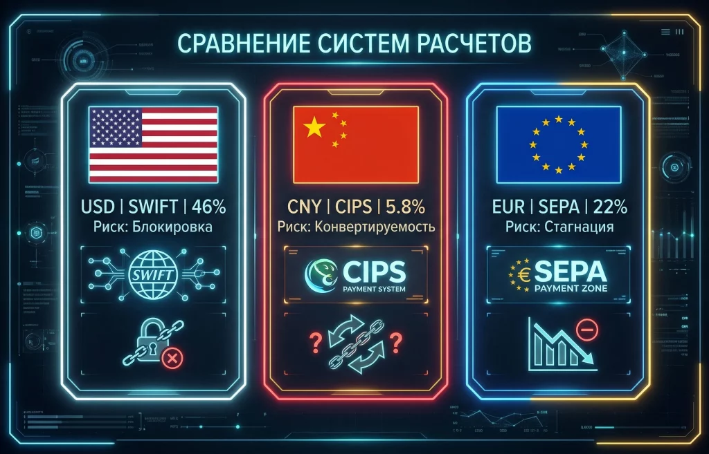 Юань в Ормузском проливе: почему китайские акции летят вверх? 2 Сравнение систем расчетов