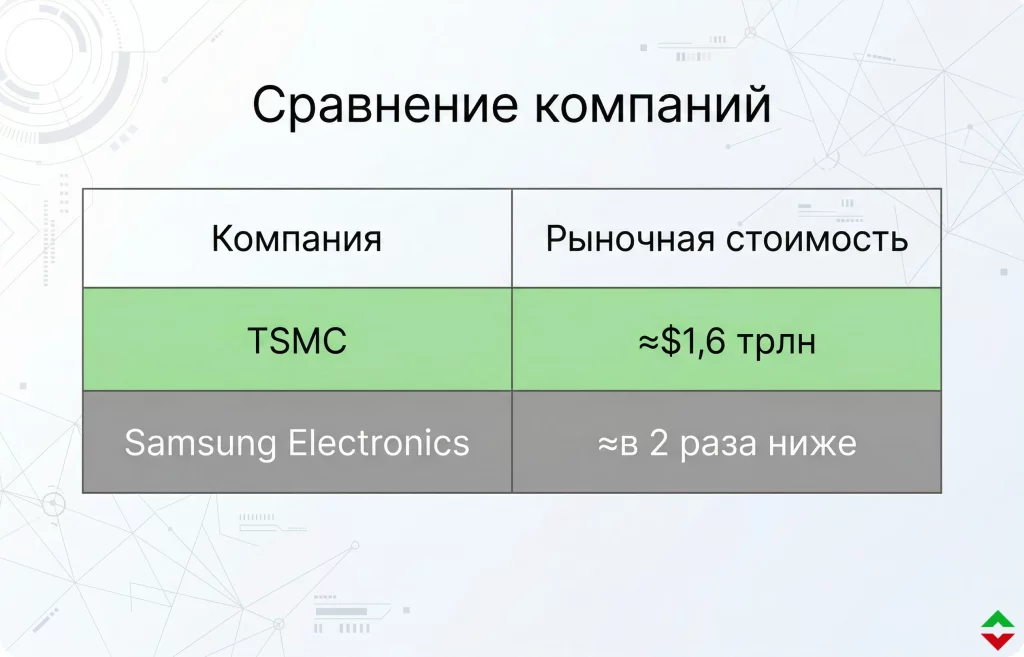 TSMC бьет рекорды: прибыль растет на фоне бума ИИ 2 Сравнение tsmc с конкурентами