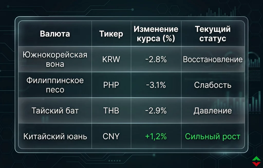 Хедж-фонды скупают вону и юань: эффект перемирия 1 Сравнительная динамика азиатских валют с начала обострения конфликта
