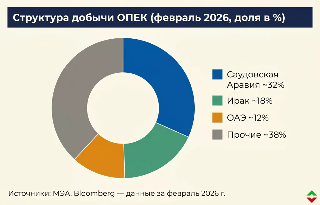 ОАЭ выходят из ОПЕК: конец картельной эпохи в нефти 3 Структура добычи опек