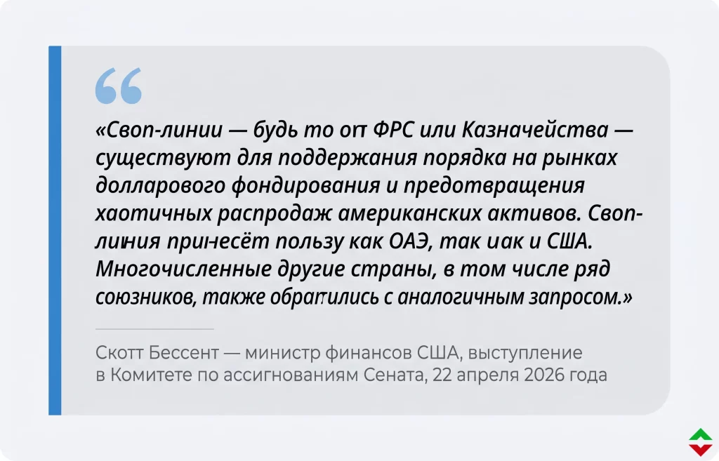 Долларовые своп-линии для Залива и Азии: план Бессента 1 Цитата бессента