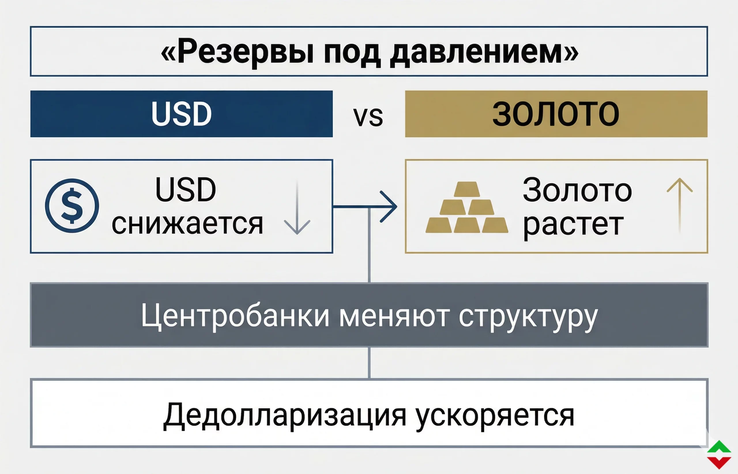 USD теряет позиции: золото перехватывает рынок резервов