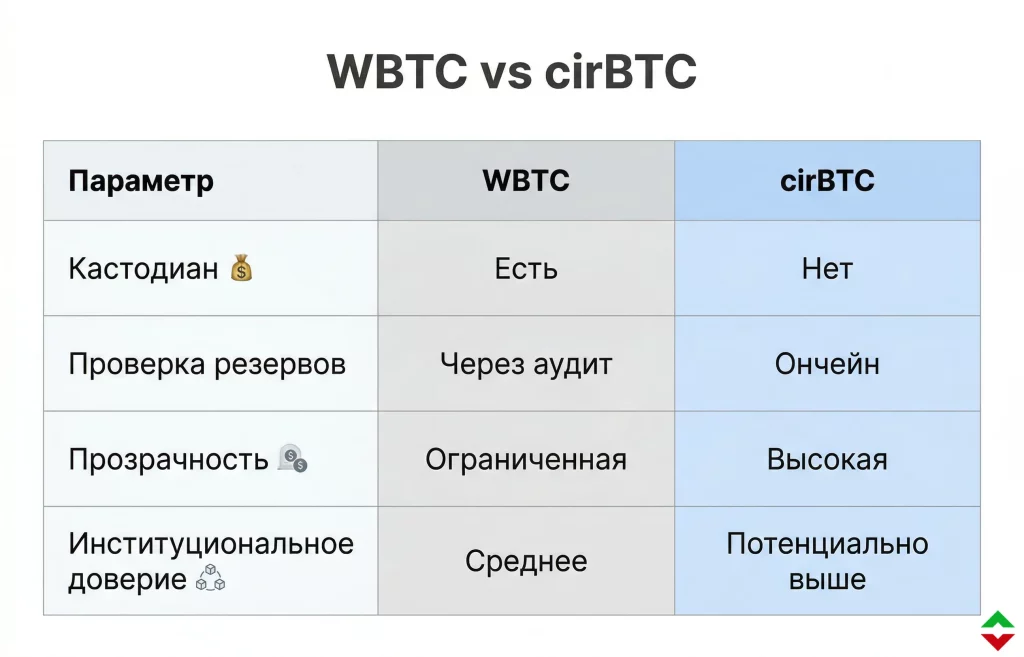 Circle запускает cirBTC: новый этап для Bitcoin 2 Wbtc vs cirbtc