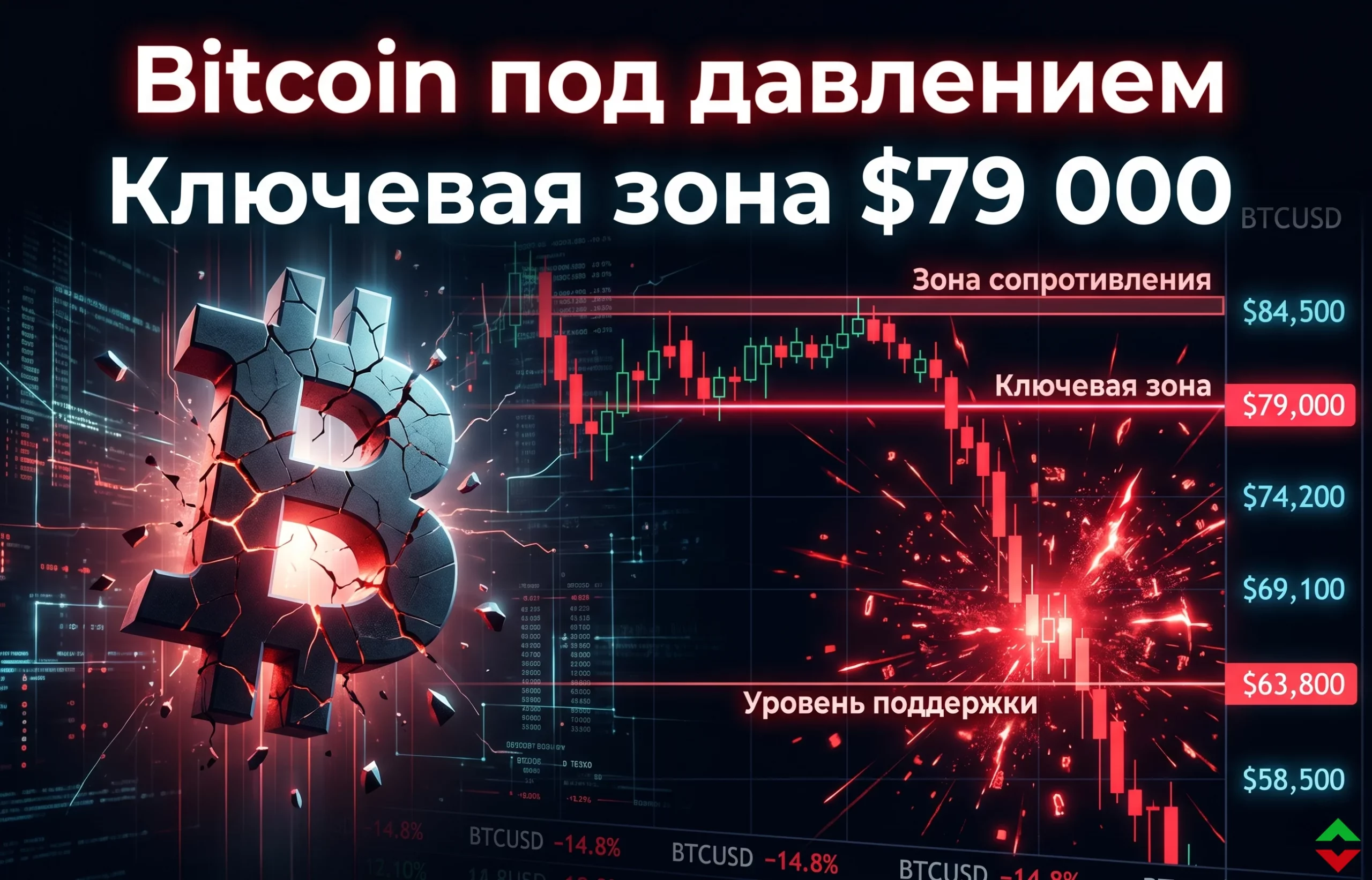 Bitcoin у ключевой зоны: рухнет ли BTC до $68 000?