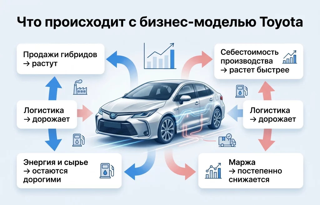 Toyota предупредила о потерях в $4,3 млрд из-за войны 3 Что происходит с бизнес моделью toyota май 2026