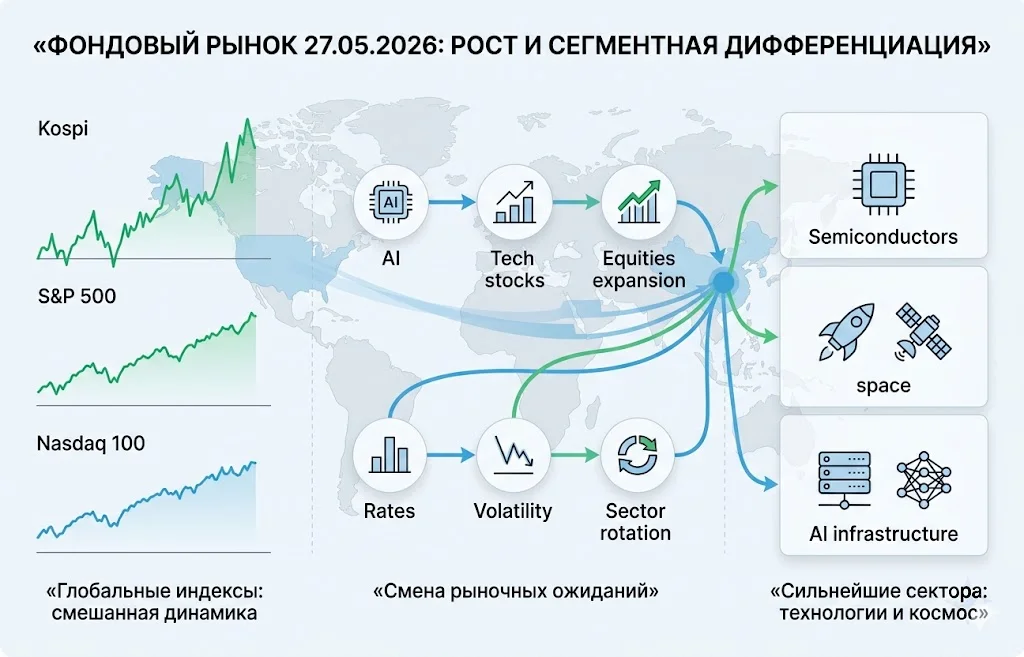 Дайджест фондового рынка за 27.05.2026: AI, космос и ралли Азии