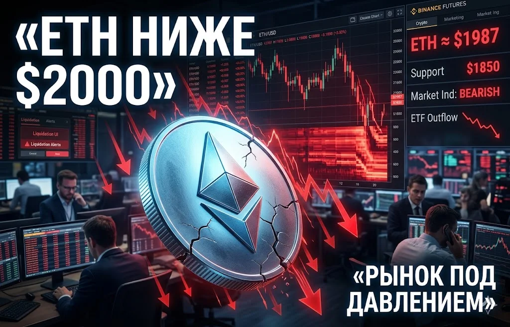 Ethereum рухнул ниже $2000: рынок ждет нового обвала