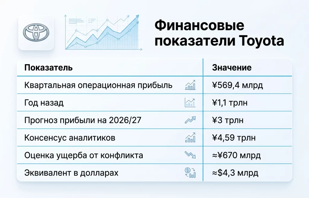 Toyota предупредила о потерях в $4,3 млрд из-за войны 1 Финансовые показатели toyota май 2026