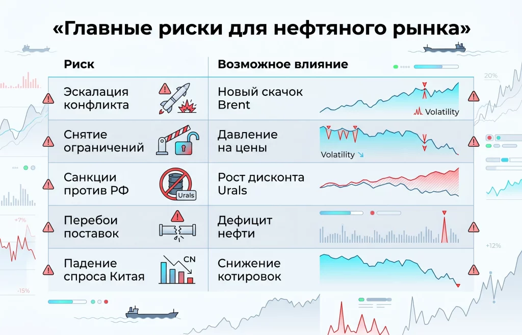 Дисконт на Urals растет: рынок нефти меняет сценарий 3 Главные риски для нефтяного рынка май 2026