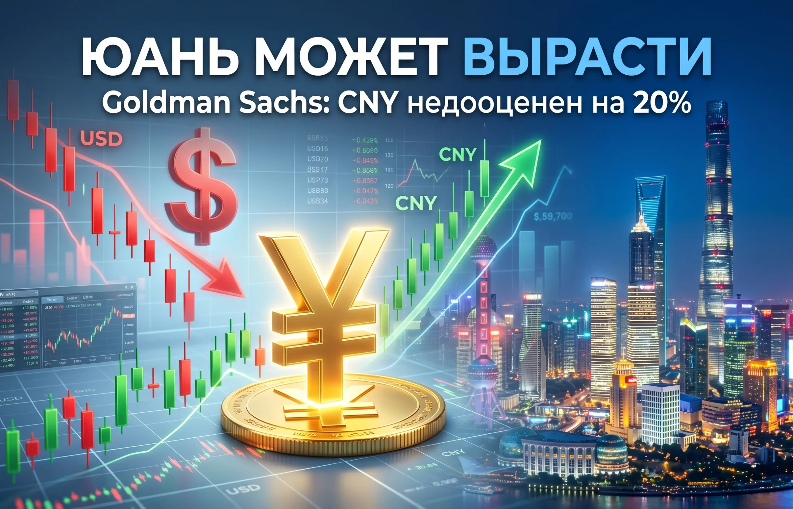 Goldman Sachs предупреждает о недооценке юаня на 20%