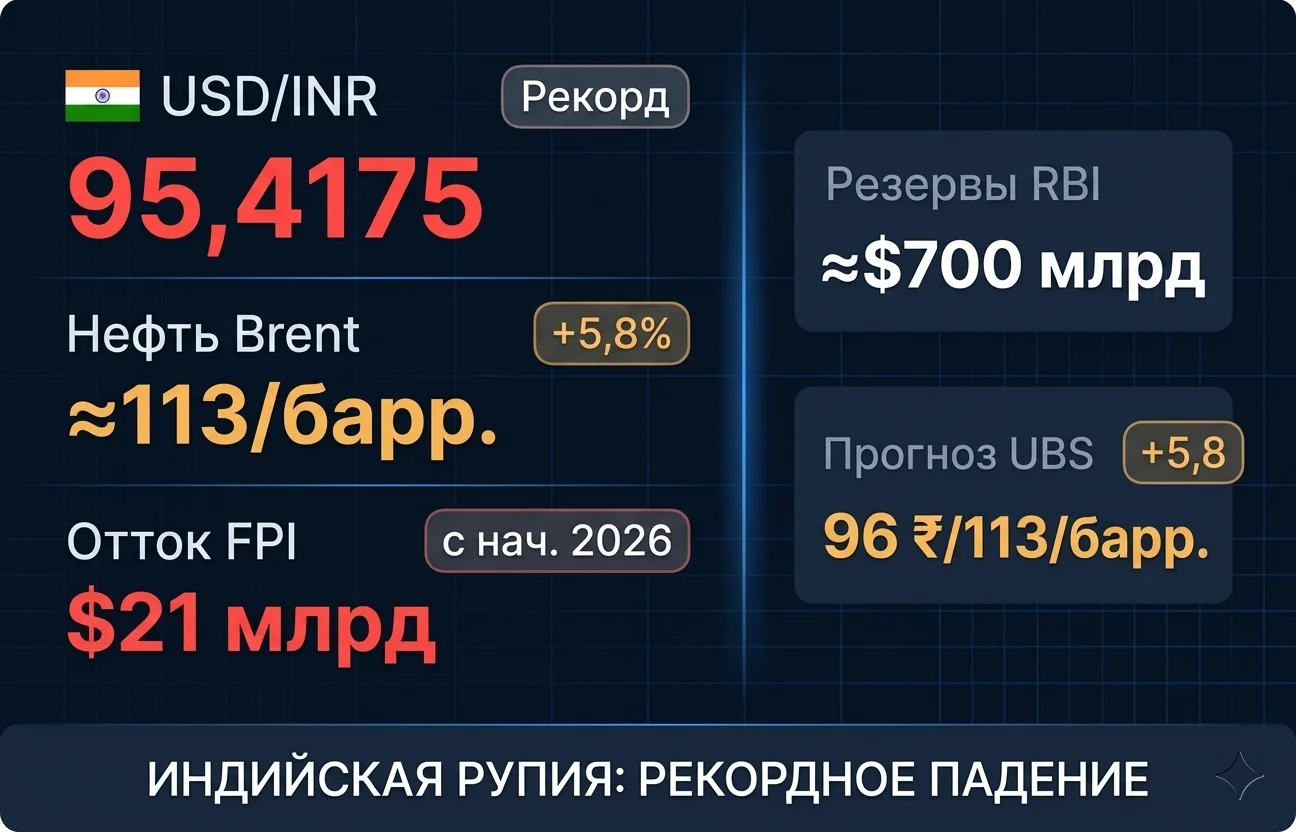 INR на историческом минимуме: RBI достаёт антикризисный план 2013 года