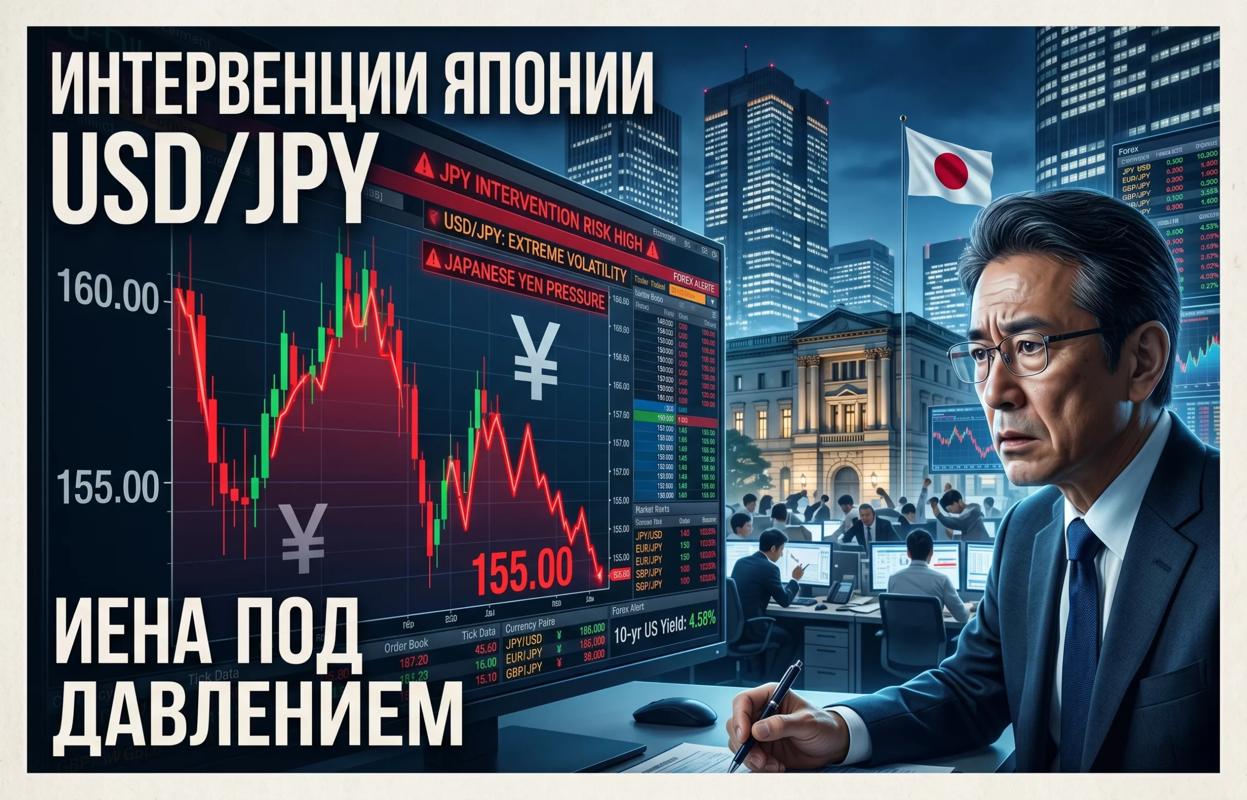 Интервенции Японии не смогли укрепить JPY ниже 155