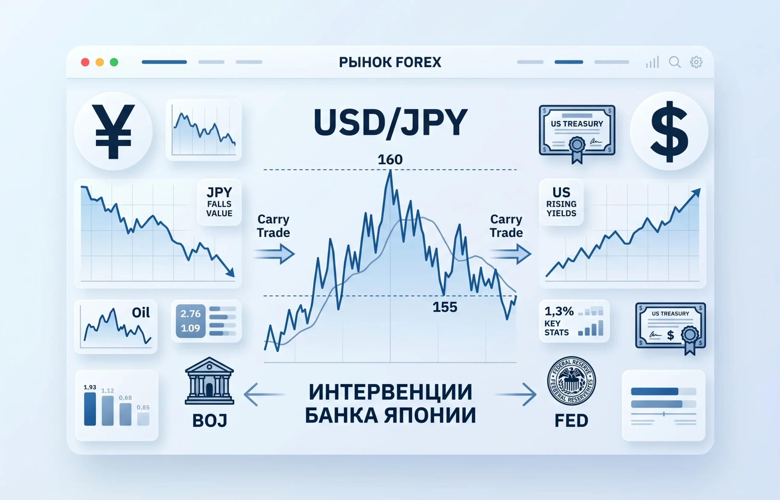 Интервенции Японии не смогли укрепить JPY ниже 155