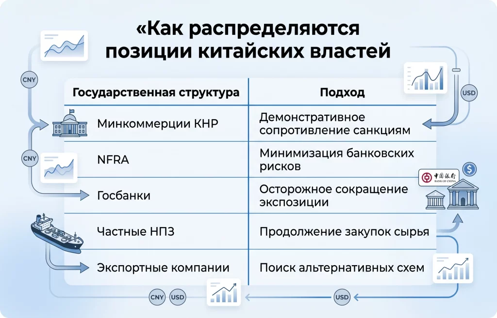 Санкции против китайских НПЗ ударили по банкам КНР 2 Как распределяются позиции китайских властей