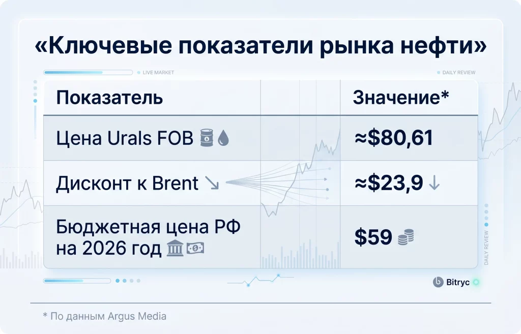 Дисконт на Urals растет: рынок нефти меняет сценарий 1 Ключевые показатели рынка нефти
