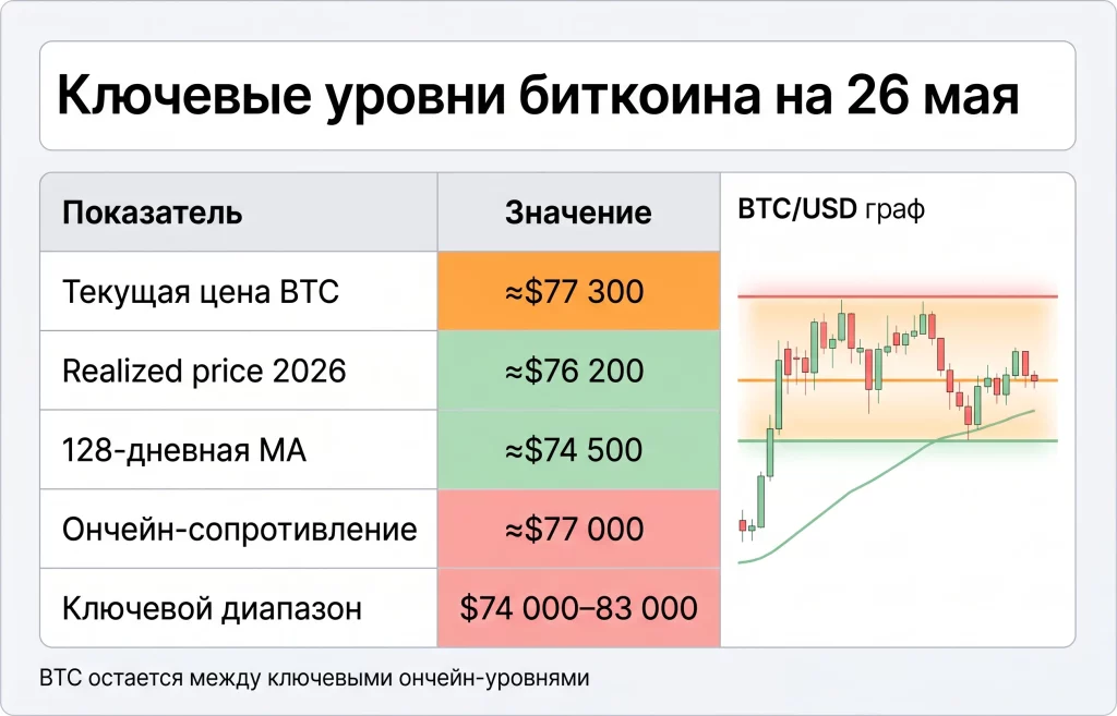 Ключевые уровни биткоина на 26 мая