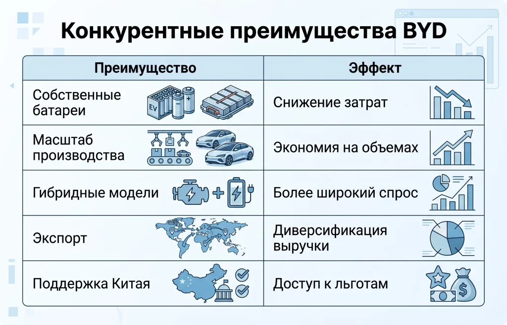 BYD сравнивают с Evergrande на фоне долгового бума 3 Конкурентные преимущества byd