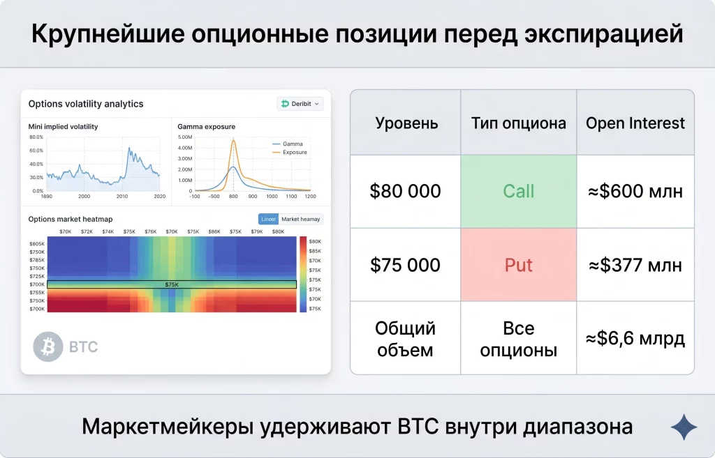 Крупнейшие опционные позиции перед экспирацией