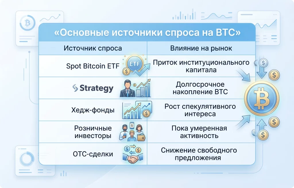 Рост Bitcoin выше $82 000 вызвал сомнения у аналитиков 2 Основные источники спроса на btc