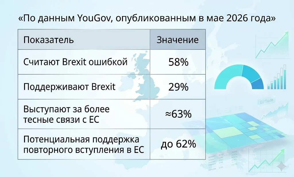 Британия сближается с ЕС: рынок ждет разворот Brexit 1 По данным yougov, опубликованным в мае 2026 года